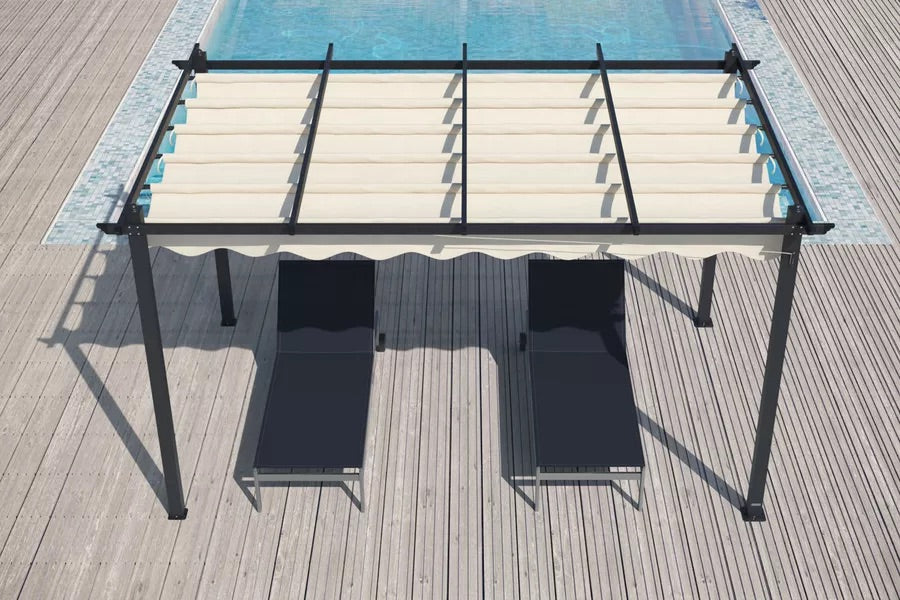 OUTFLEXX Pergola, anthrazit/creme, Aluminium, pulverbeschichtet, 400 x 300 x 225 cm