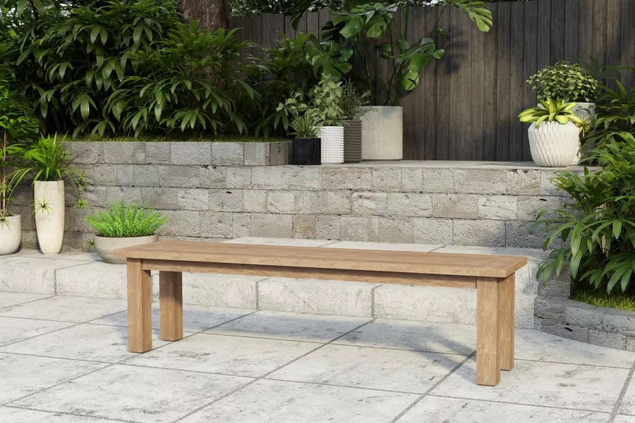 OUTFLEXX Sitzbank, natur, recyceltes SLVK-Teakholz, 150 x 40 x 45 cm -
