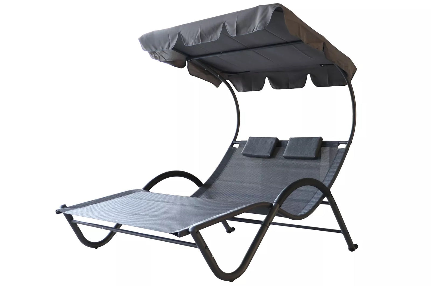 OUTFLEXX Doppelliege, anthrazit, Polyester/Stahl pulverbeschichtet, 205x138x34cm, inkl. Nackenkissen, rollbar