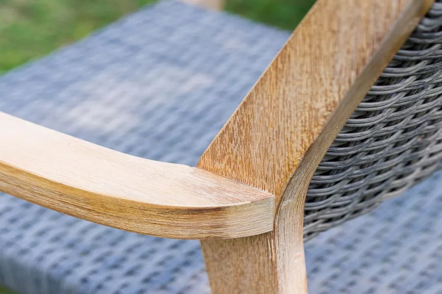 OUTFLEXX Armlehnensesse, natur/grau, Akazie/Geflecht, 60 x 56 x 83,5 cm, stapelbar