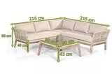 SUNNY SMART Bella Loungemöbel, sand, Alu/Akazienholz/Polyrope, inkl. Dekokissen, inkl. Polster