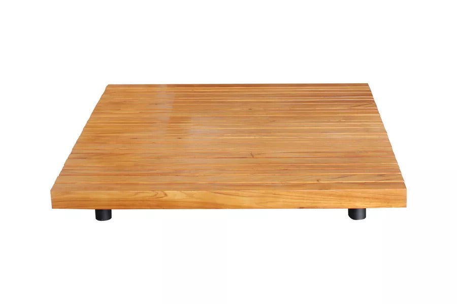 OUTFLEXX Icon Ecklounge, natte/natur, Alu/Teak/Sunbrella, 4-5 Personen, inkl. Loungetisch, Seitenablage aus Teak