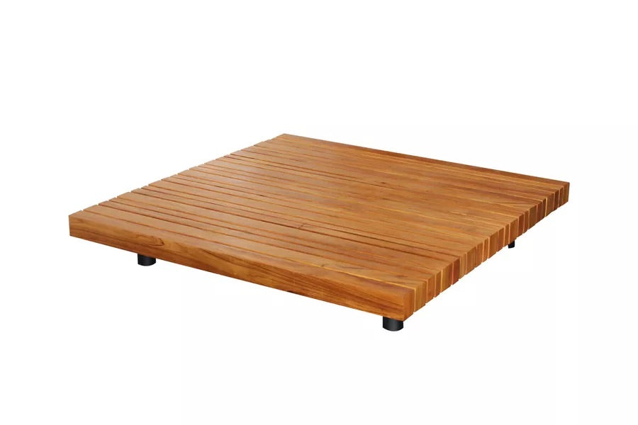 OUTFLEXX Icon Ecklounge, natte/natur, Alu/Teak/Sunbrella, 4-5 Personen, inkl. Loungetisch, Seitenablage aus Teak