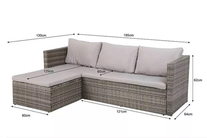 VILLANA Ecklounge, grau, Polyrattan/Stahl, 4 Personen, inkl. Beistelltisch