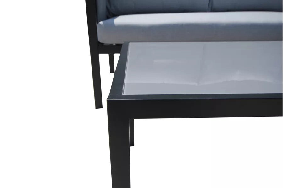 VILLANA Ecklounge, grau, Stahl, für 5-6 Personen, inkl. Couchtisch & Seitentasche
