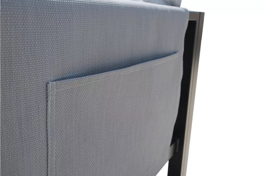 VILLANA Ecklounge, grau, Stahl, für 5-6 Personen, inkl. Couchtisch & Seitentasche
