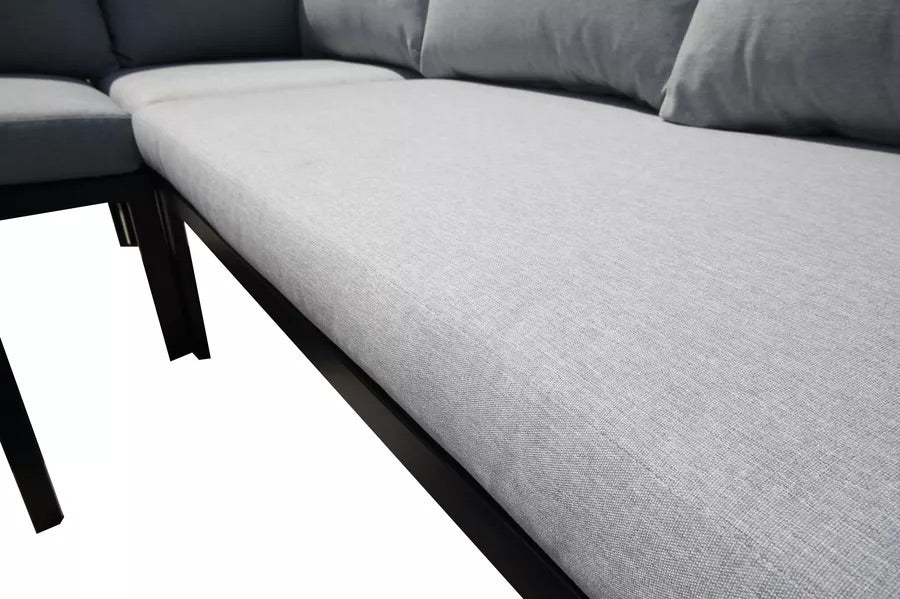 VILLANA Ecklounge, grau, Stahl, für 5-6 Personen, inkl. Couchtisch & Seitentasche