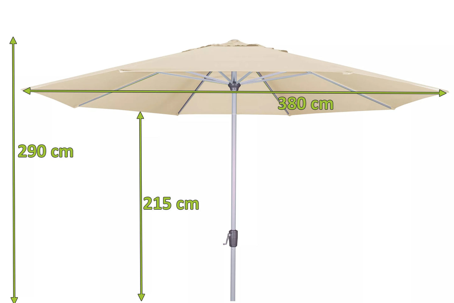 DOPPLER Active Mittelstockschirm, natur, Aluminium/Textil, Ø 380 cm, mit Kurbel