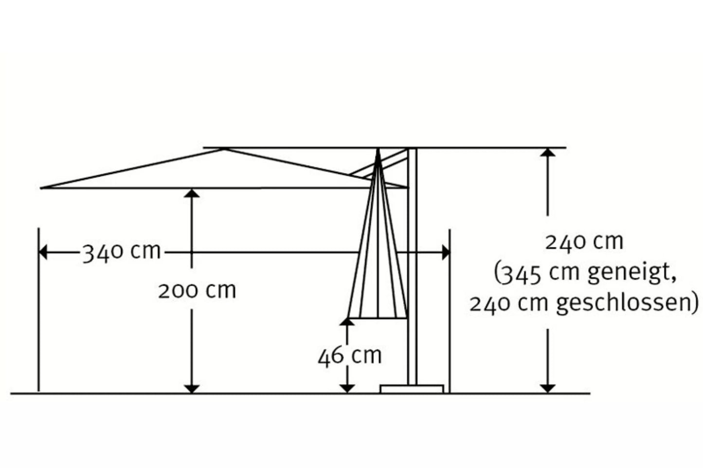 SCHNEIDER Rhodos Junior Ampelschirm, anthrazit, quadratisch, 270 x 270 cm