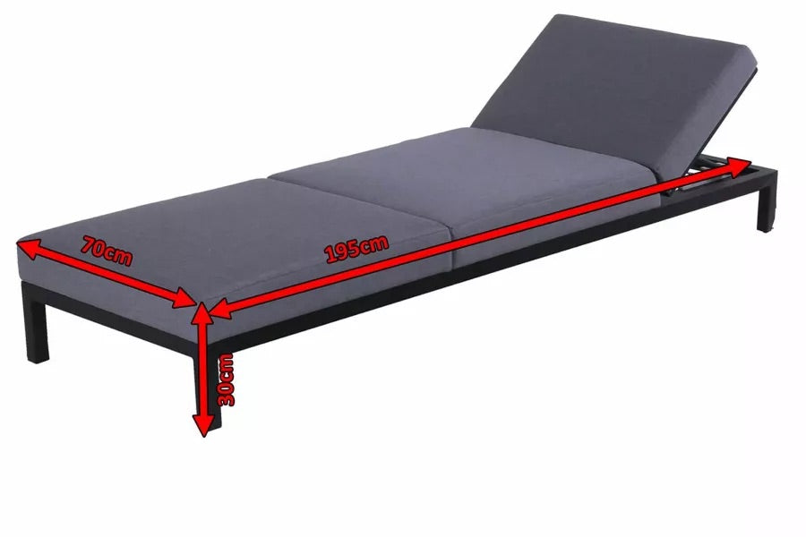 HARTMAN Adam Gartenliege, flanelle, Alu/Sunbrella, 195x70x30cm, Rückenlehne verstellbar, inkl. Kopfkissen