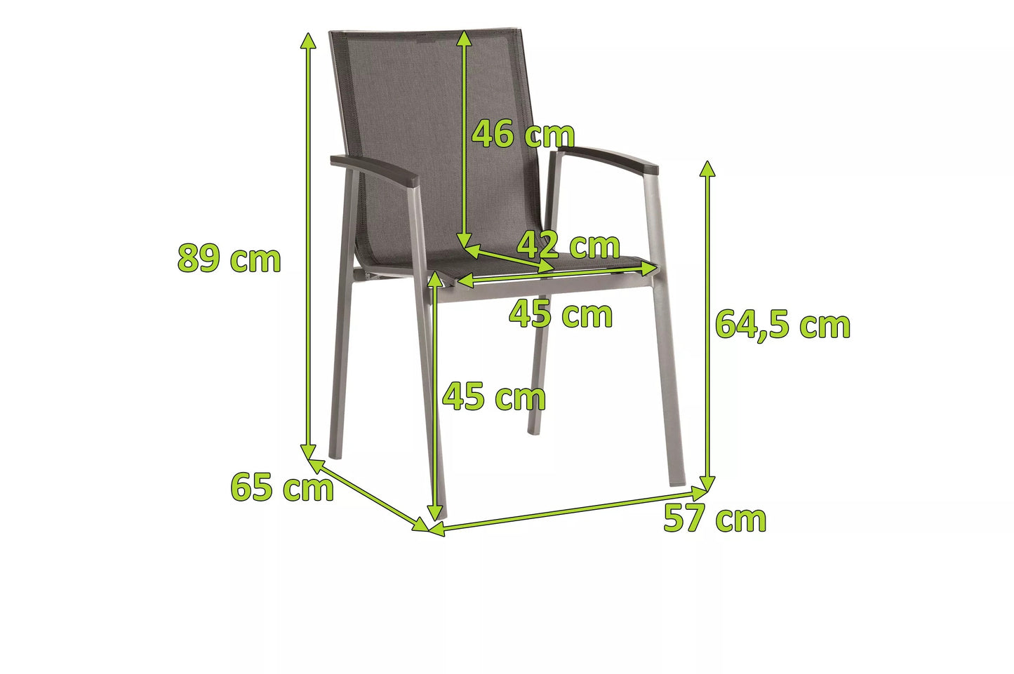 STERN New Top Stapelsessel, graphit/silbergrau, Aluminium/Textil, 65x57x89 cm, pulverbeschichtet, stapelbar