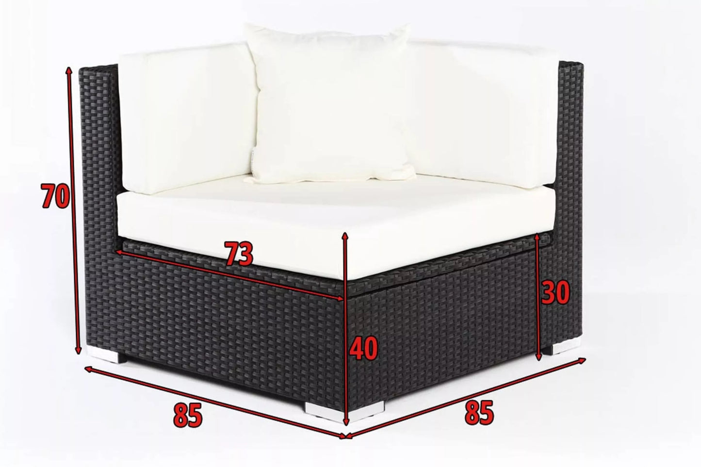 OUTFLEXX Eckelement, schwarz, Polyrattan, inkl. Polster und Kissen, wasserfeste Kissenbox