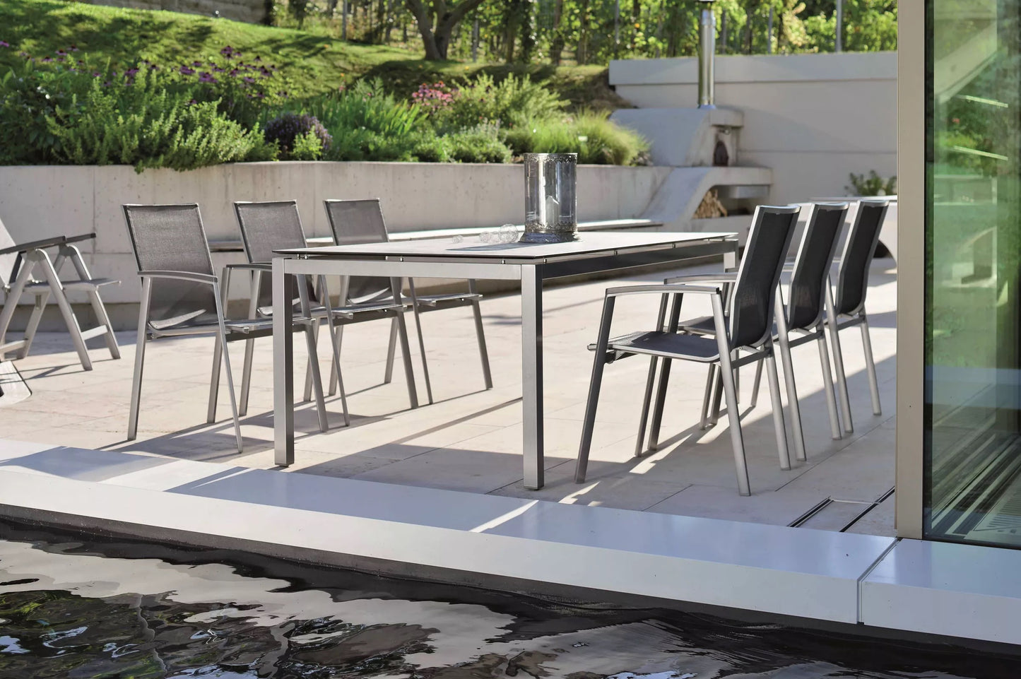 STERN New Top Stapelsessel, graphit/silbergrau, Aluminium/Textil, 65x57x89 cm, pulverbeschichtet, stapelbar