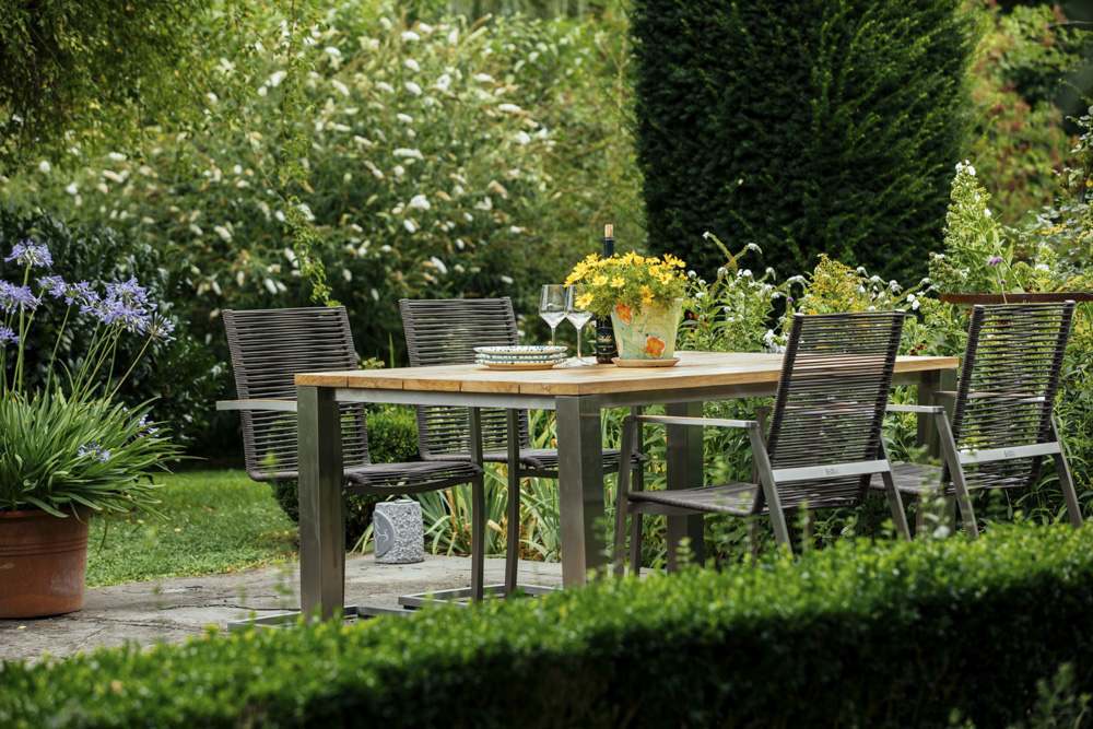 Diamond Garden Piero Tisch Edelstahl/Recycled Teak 160x 100 cm