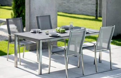 Niehoff Garden Tisch Nelson Aluminium Anthrazit pulverbeschichtet | HPL Beton