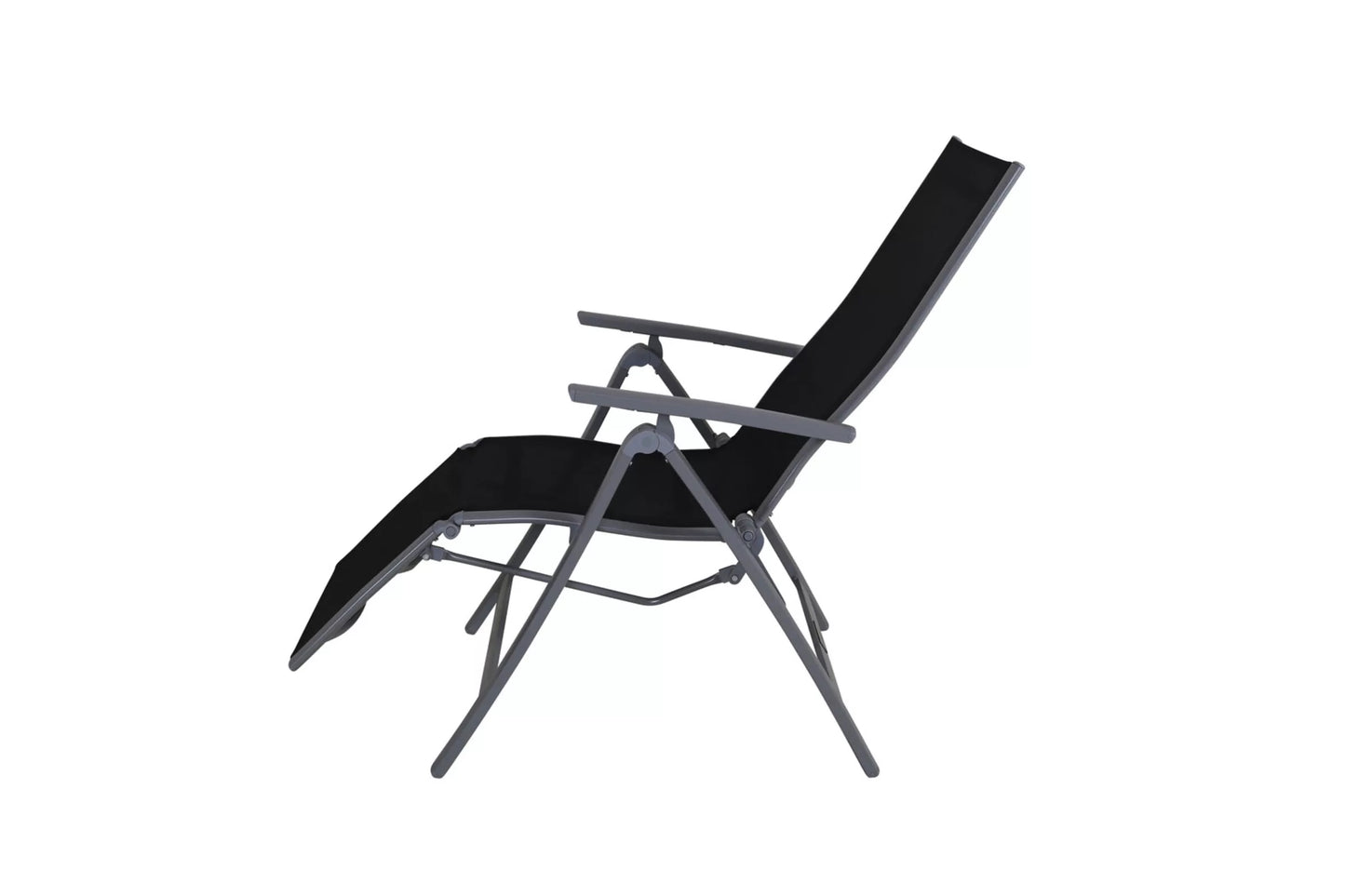 VILLANA Relaxsessel, silber/schwarz, Alu/Textilene, 67 x 58 x 110 cm, klappbar