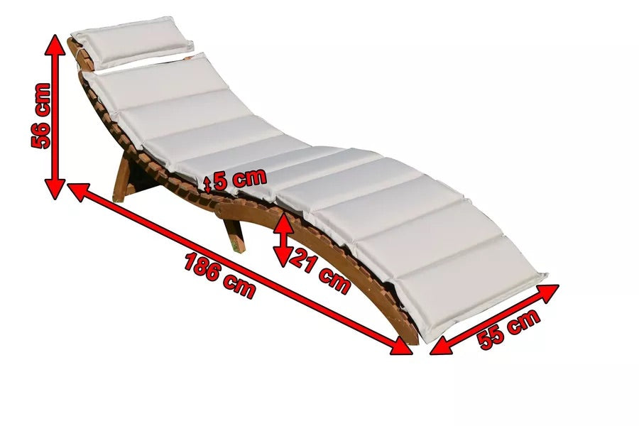 Ploß Sonnenliege, FSC-Akazie/Polyester, 186 x 55 x 21 cm, inkl. Auflage -