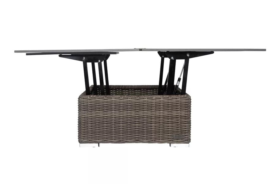 OUTFLEXX Loungetisch höhenverstellbar, grau, Polyrattan, 78/157 x 78 x 40/63 cm