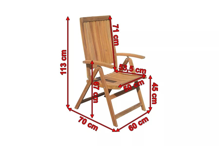 OUTFLEXX Klappsessel, natur, FSC-Akazienholz, 60 x 70 x 113 cm, verstellbar