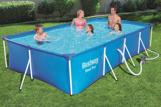 BESTWAY Steel Pro Pool mit Gestell, blau, TriTech/Stahl, 400x211x81cm, mit Filterpumpe