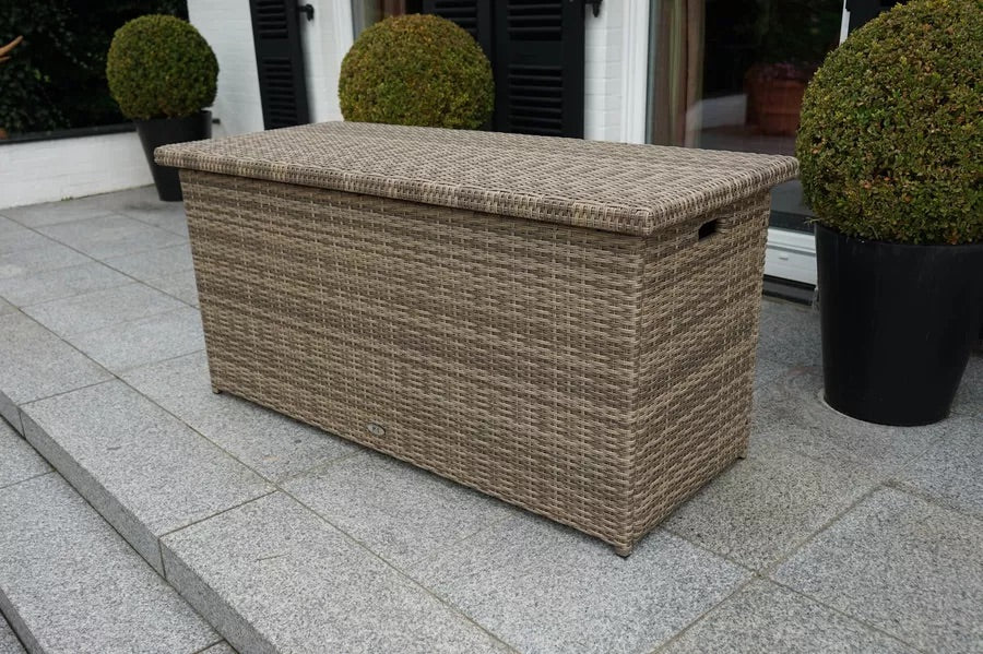 Ploß Rabida Kissenbox, champagner-meliert, Polyrattan, 145x58x73 cm, inkl. Inlay