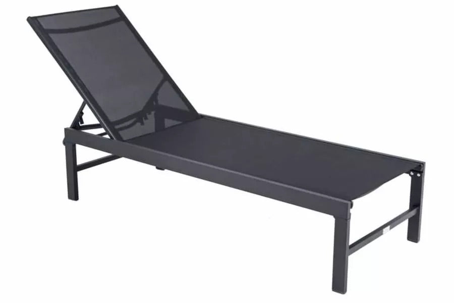 OUTFLEXX Liege, anthrazit matt/schwarz, Alu/Textilene, 190x62x34cm, Rückenlehne verstellbar