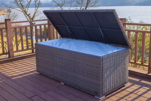 OUTFLEXX Kissenbox L, grau, Polyrattan, 204x94x75cm