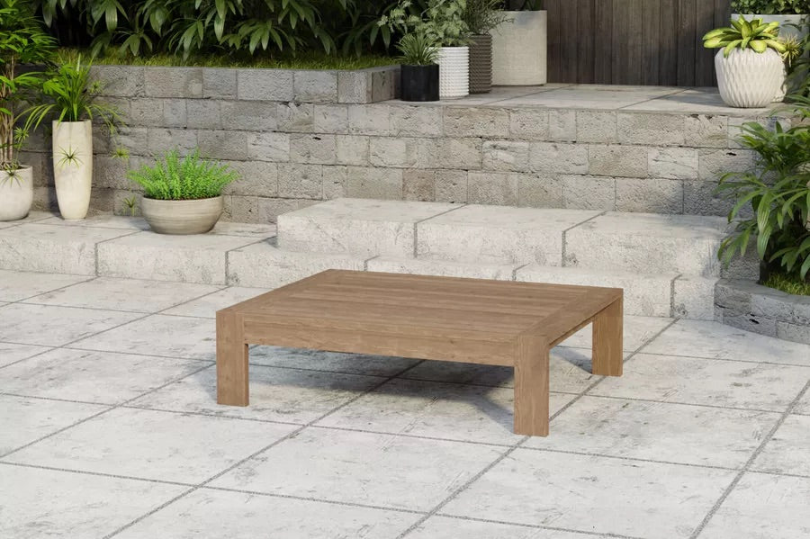 OUTFLEXX Castello Kaffeetisch, natur, recycled FSC-Teak, 110 x 82,5 cm, rustikal gebürstet