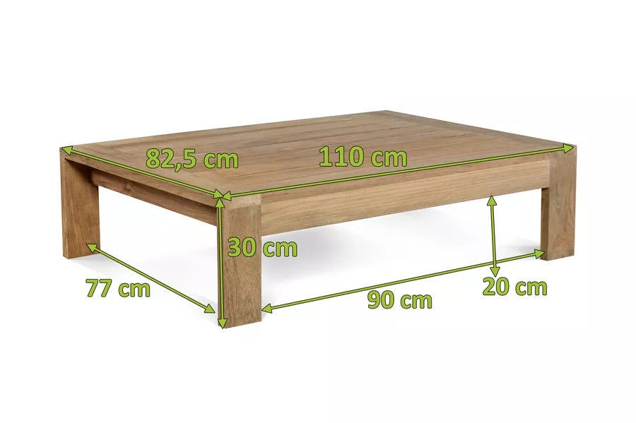 OUTFLEXX Castello Kaffeetisch, natur, recycled FSC-Teak, 110 x 82,5 cm, rustikal gebürstet