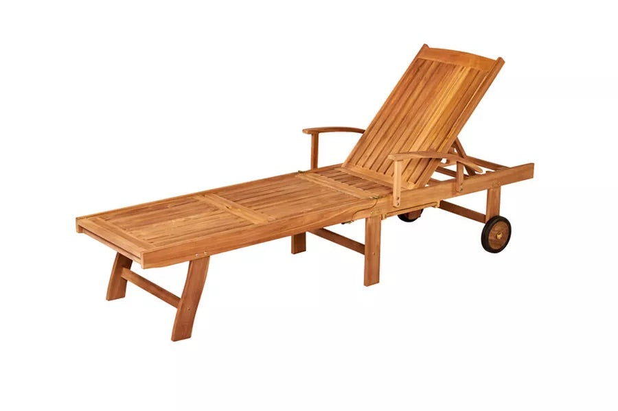 OUTFLEXX Rollliege, natur, Teak, 185 x 50 x 54 cm, verstellbar