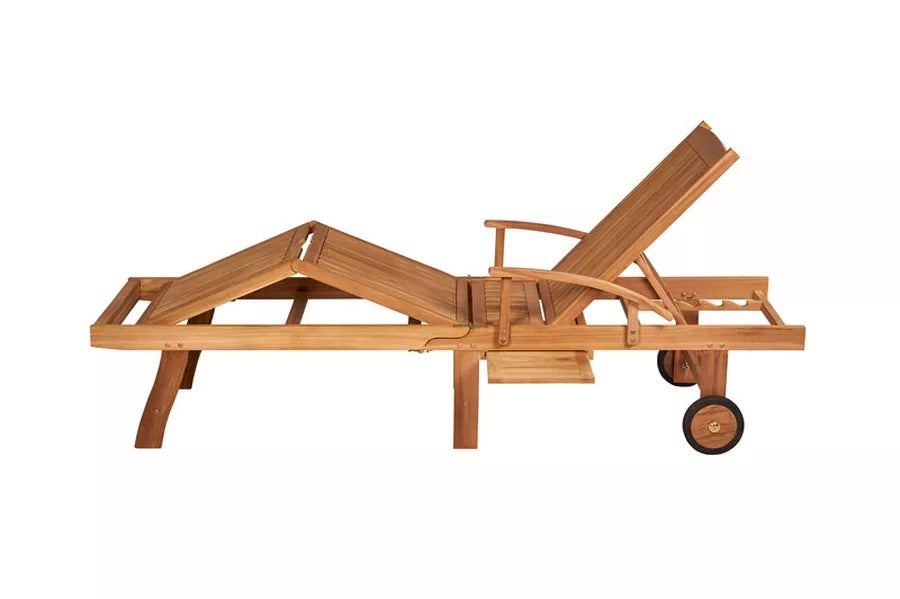 OUTFLEXX Rollliege, natur, Teak, 185 x 50 x 54 cm, verstellbar