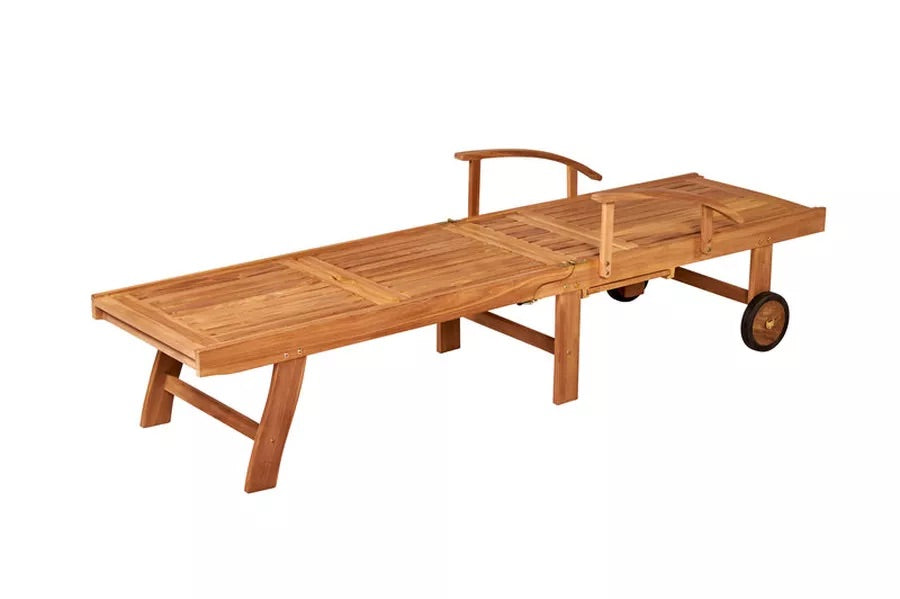 OUTFLEXX Rollliege, natur, Teak, 185 x 50 x 54 cm, verstellbar