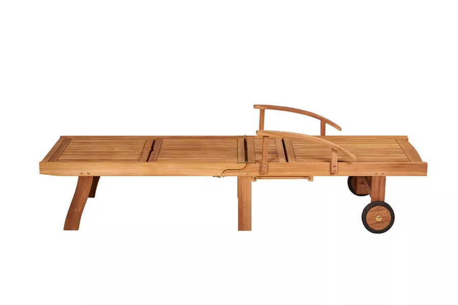 OUTFLEXX Rollliege, natur, Teak, 185 x 50 x 54 cm, verstellbar