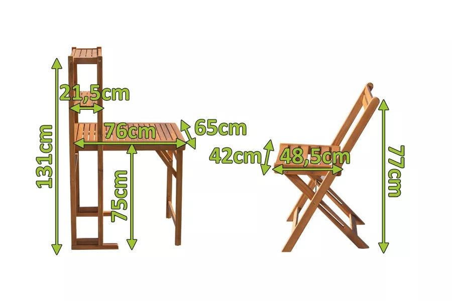 OUTFLEXX Balkonset, natur, FSC-Akazienholz, 76x65 cm