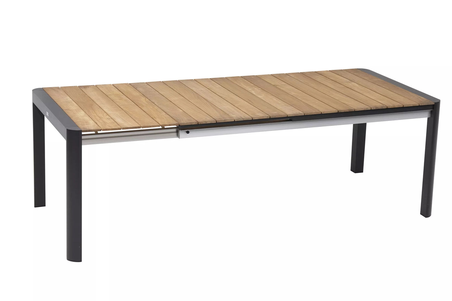 OUTFLEXX Ausziehtisch, anthrazit matt/natur, Alu/Teak, 180/235x100 cm, ausziehbar