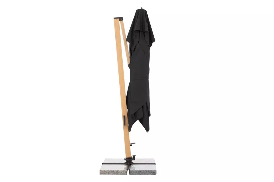 DOPPLER ALU WOOD XL Ultra Pendelschirm, anthrazit, Aluminium/ Polyester, 400x300x277 cm, inkl. Standkreuz & LED-Beleuchtung