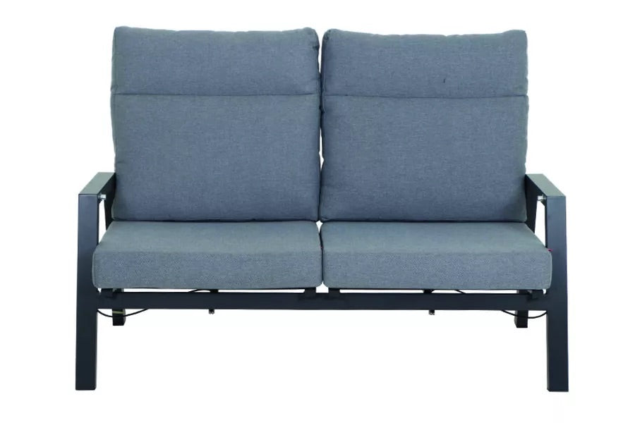 SIENA GARDEN Valencia 2-Sitzer Sofa, anthrazit matt, Alu/Ranotex, 152 x 82 x 99 cm, stufenlos verstellbar, inkl. Kissen