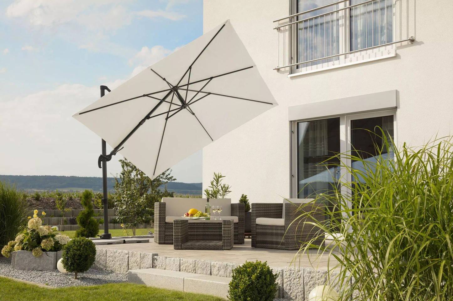 SCHNEIDER Rhodos Eco Twist Ampelschirm, natur, quadratisch, 270 x 270 cm