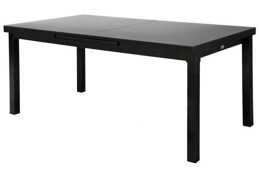 OUTFLEXX Premium Ausziehtisch, anthrazit/grau, Alu/Glas, 180/240x100cm, automatischer Ausziehmechanismus