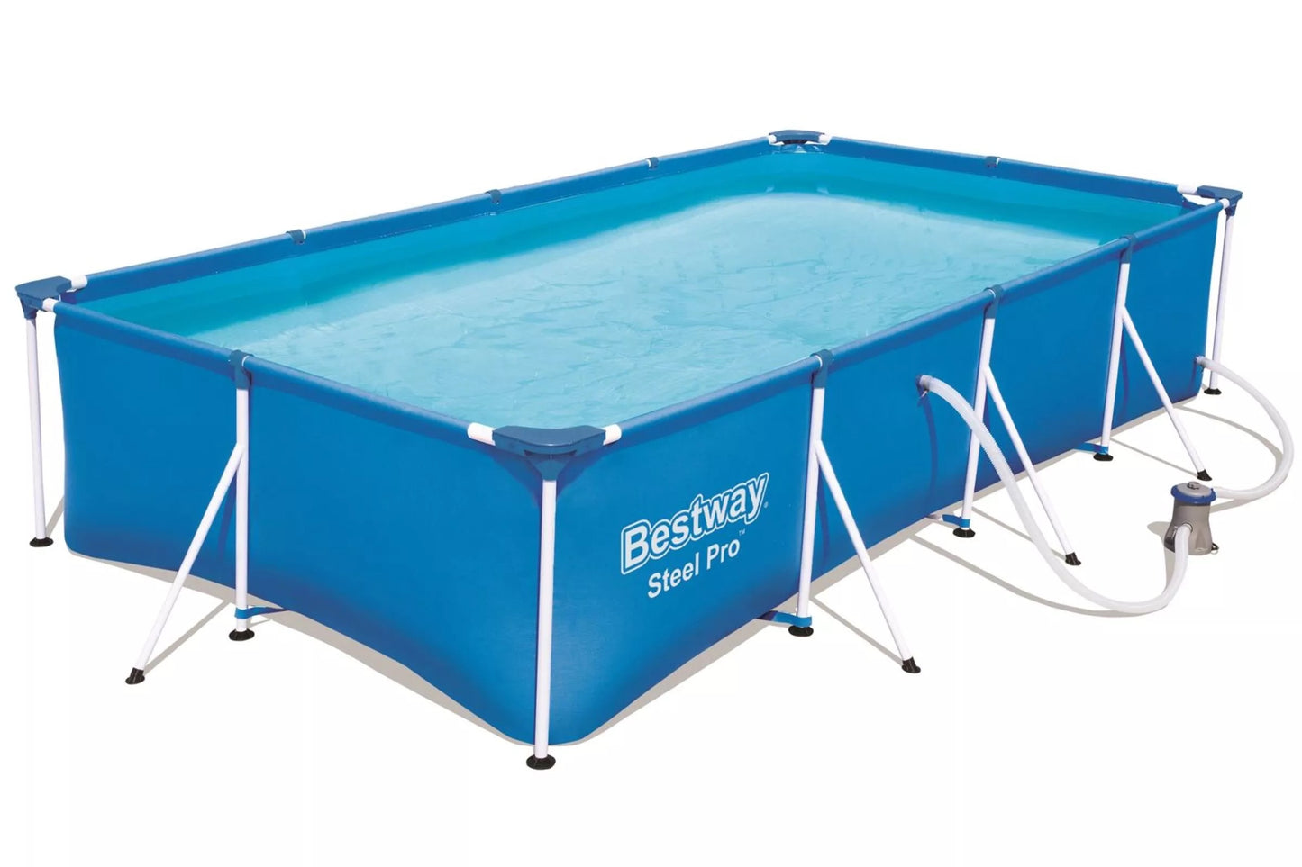 BESTWAY Steel Pro Pool mit Gestell, blau, TriTech/Stahl, 400x211x81cm, mit Filterpumpe
