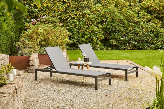 SIENA GARDEN Rimini Liegen-Set, anthrazit matt, Alu/Ranotex, 200x65,5x120,5 cm, 2-teilig, kombinierbar mit