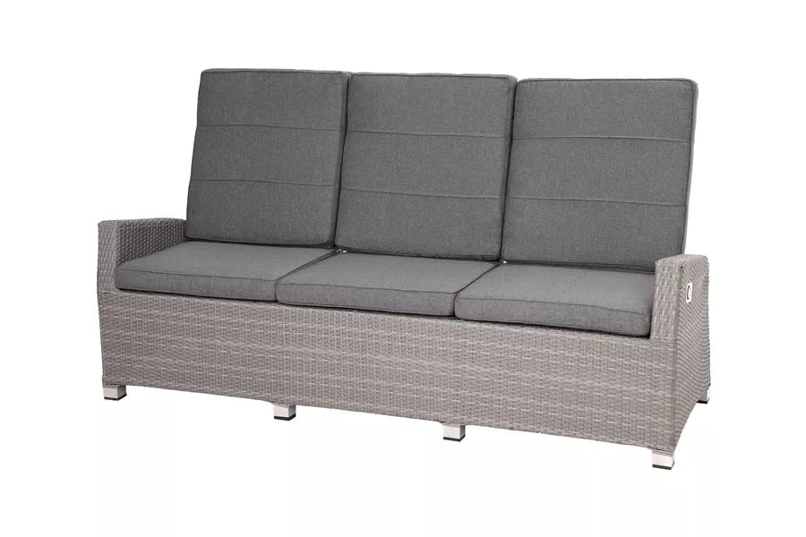 Ploß Vigo Comfort 3-Sitzer Speise-/Lounge-Sofa, stahlgrau-meliert, Polyrattan, 210x84x110cm, verstellbar