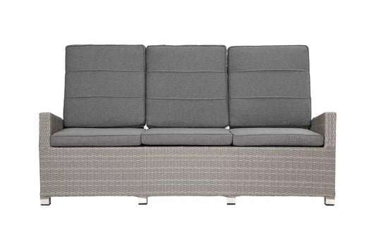 Ploß Vigo Comfort 3-Sitzer Speise-/Lounge-Sofa, stahlgrau-meliert, Polyrattan, 210x84x110cm, verstellbar