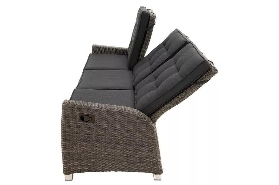 PLOß Rocking Comfort Dining / Lounge 3-Sitzer Sofa, grau/braun-meliert, Polyrattan, 210x85x112 cm, verstellbar