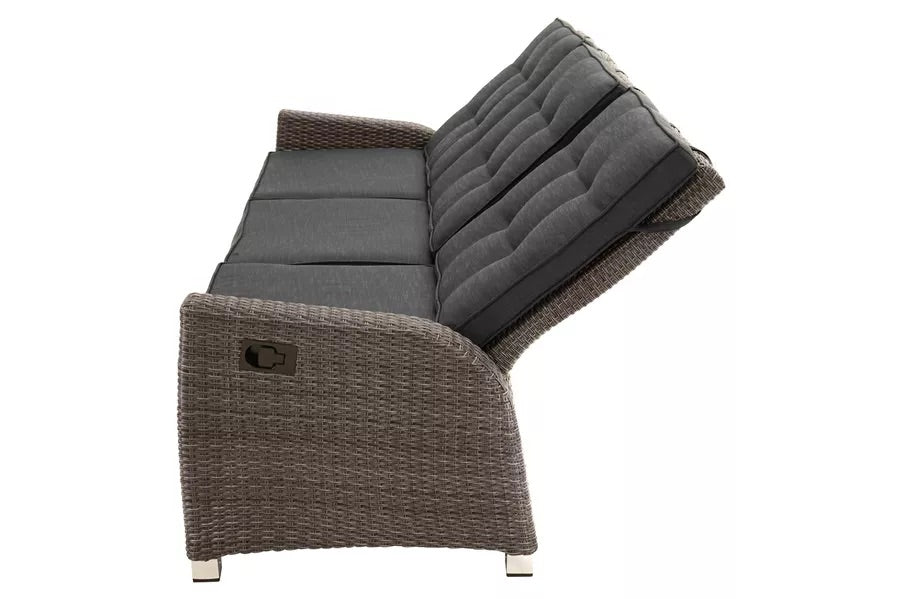 PLOß Rocking Comfort Dining / Lounge 3-Sitzer Sofa, grau/braun-meliert, Polyrattan, 210x85x112 cm, verstellbar