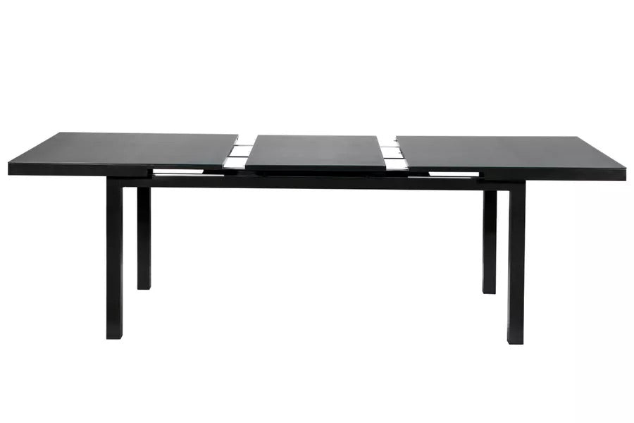 OUTFLEXX Premium Ausziehtisch, anthrazit/grau, Alu/Glas, 180/240x100cm, automatischer Ausziehmechanismus