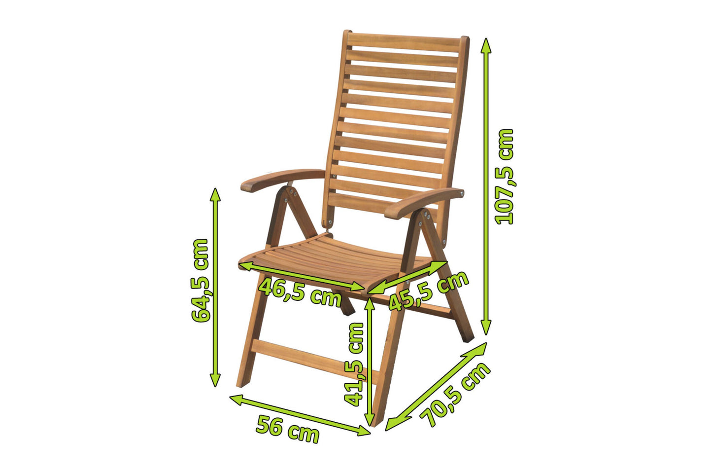 OUTFLEXX Klappstuhl, natur, FSC-Akazienholz, 70 x 55 x 105 cm, naturbelassen, 5-fach verstellbar