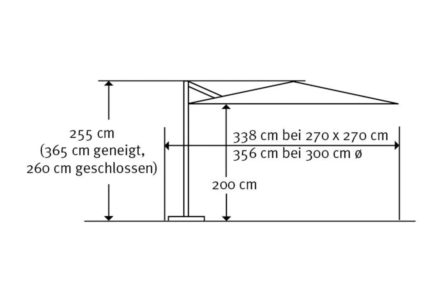 SCHNEIDER Rhodos Eco Twist Ampelschirm, natur, quadratisch, 270 x 270 cm