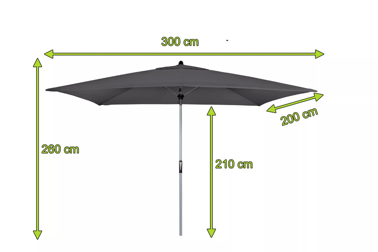 DOPPLER Active Auto Tilt Mittelstockschirm, anthrazit, Alu/Polyester, 200x300 cm, mit Kurbel