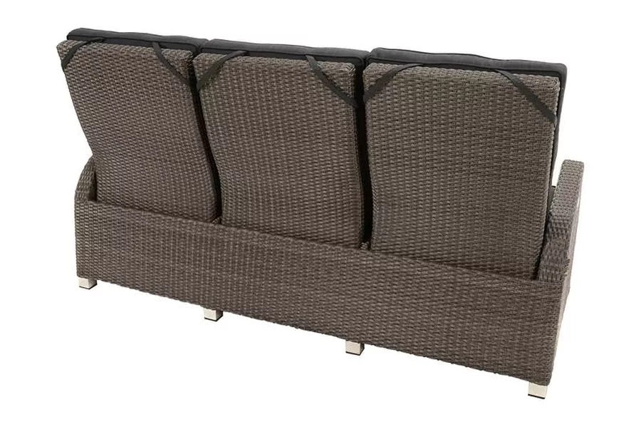 PLOß Rocking Comfort Dining / Lounge 3-Sitzer Sofa, grau/braun-meliert, Polyrattan, 210x85x112 cm, verstellbar